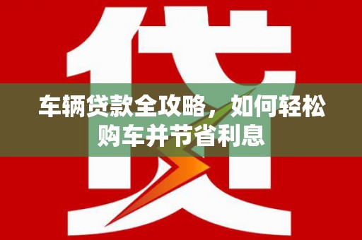 萨嘎车辆贷款全攻略，如何轻松购车并节省利息