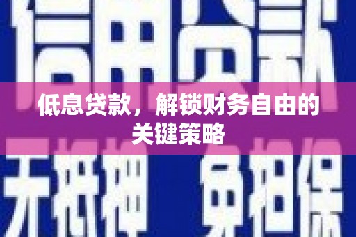 萨嘎低息贷款，解锁财务自由的关键策略