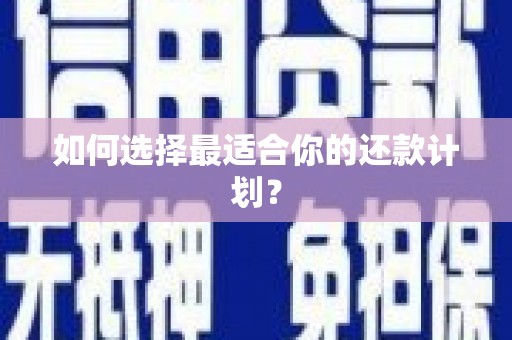 萨嘎如何选择最适合你的还款计划？