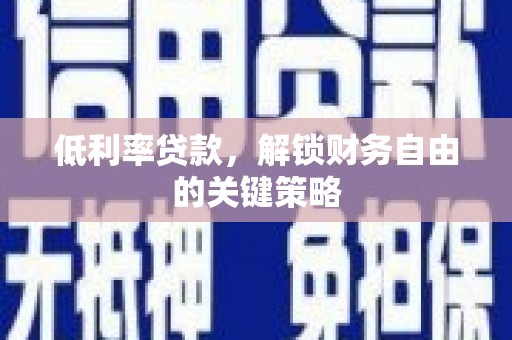 萨嘎低利率贷款，解锁财务自由的关键策略