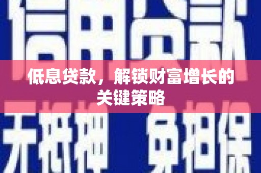 萨嘎低息贷款，解锁财富增长的关键策略