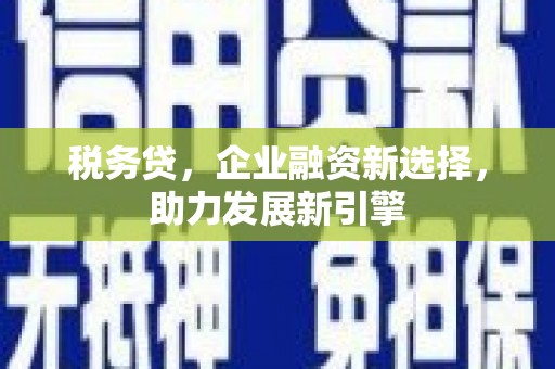 萨嘎税务贷，企业融资新选择，助力发展新引擎