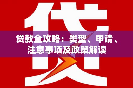 萨嘎贷款全攻略：类型、申请、注意事项及政策解读